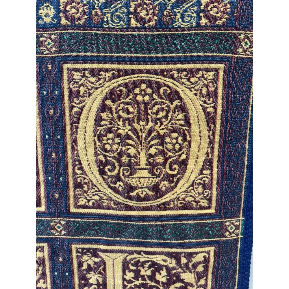 VTG NOEL Holiday Jacquard Woven Tapestry Wall‎ Hanging with Wooden Rod 32x25